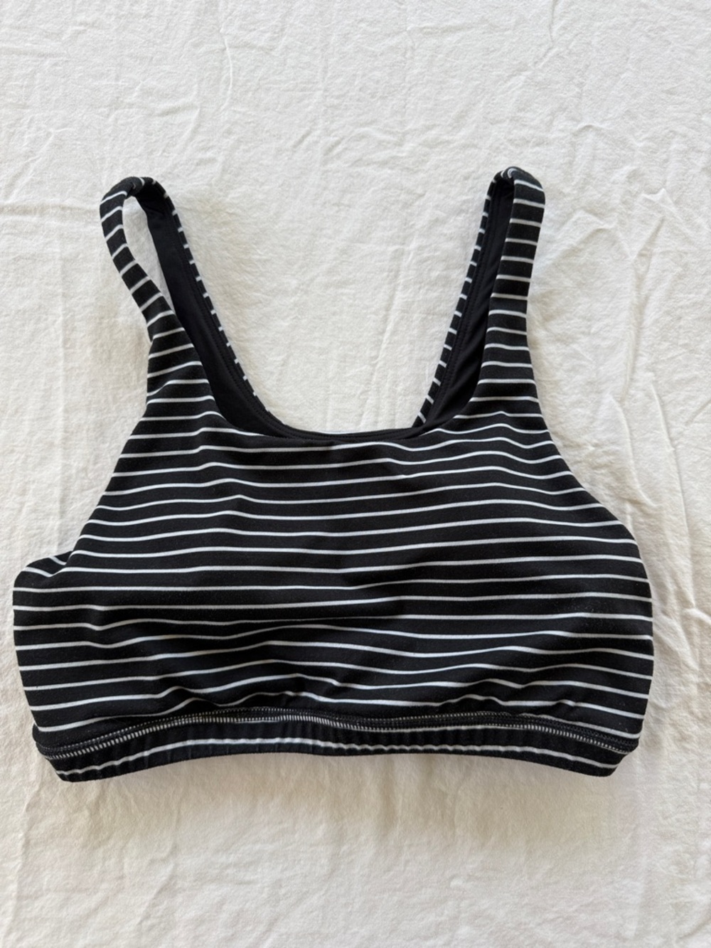 Fleo Black & White Striped Sports Bra